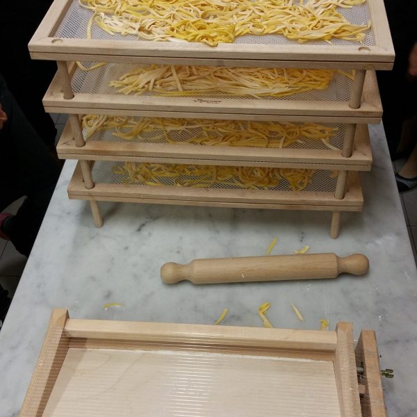 drying pasta in a cooking class