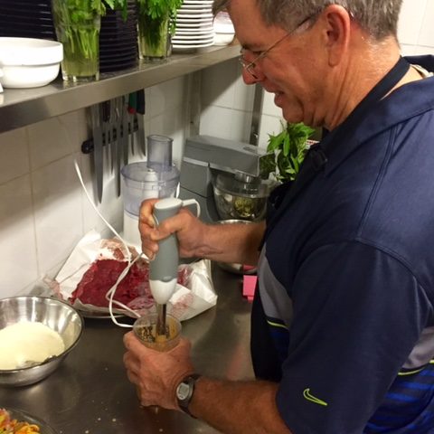 preparing food in a cooking class