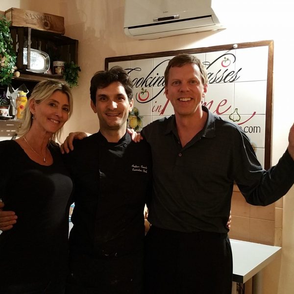 rome cooking class with andrea and students