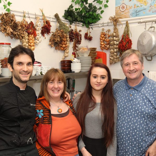 chef andrea with happy students